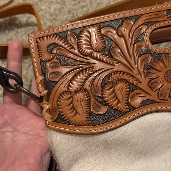 American Darling Tan and Cream Crossbody Bag with Fringe - Picture 2 of 10